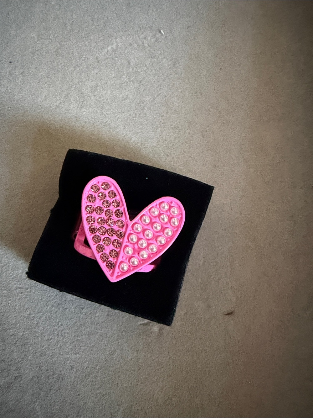 paparazzi Hot Pink Double Heart Crystal Ring